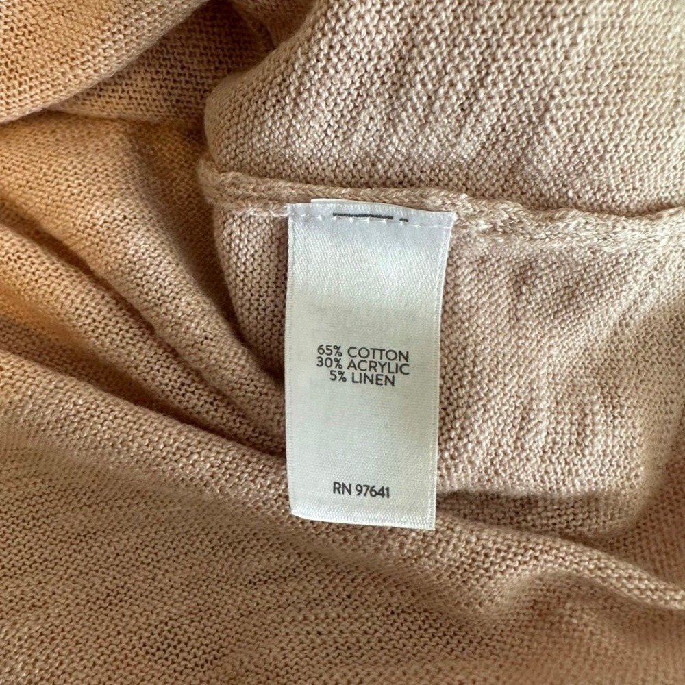 J. Jill Pink V-Neck Cotton Linen Blend Lightweight Sweater Pink Large Petite - Picture 7 of 7